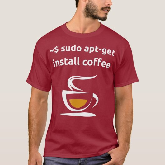 Linu Sudo AptGetインストールコーヒーギークおたくギフト Tシャツ (正面)