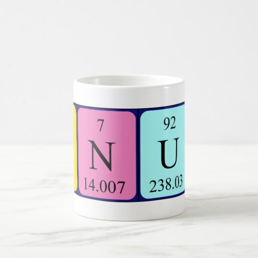 Linusの周期表の名前のマグ コーヒーマグカップ (中央)