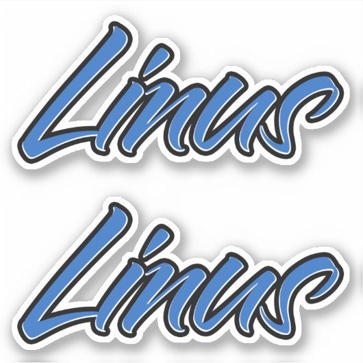 Linus Name blue Aufkleber Sticker Stickerset シール (正面)