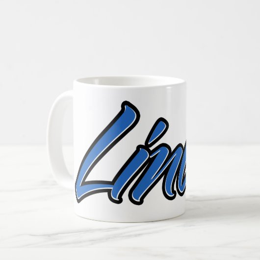 Linus Vorname Name blue Tasse Kaffeetasse コーヒーマグカップ (正面左)