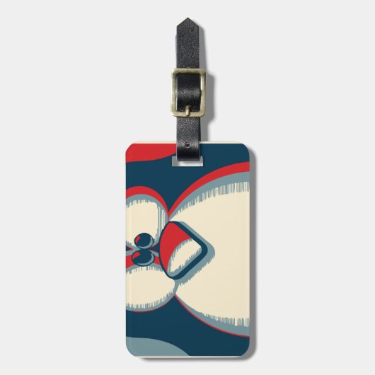 Linuxのタキシードのペンギンのオバマポスターロゴ ラゲッジタグ (正面縦)