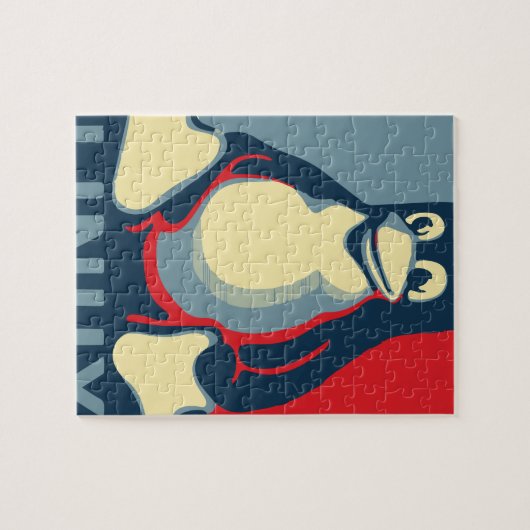 Linuxのタキシードのペンギンのクラシックなオバマポスター ジグソーパズル (横)