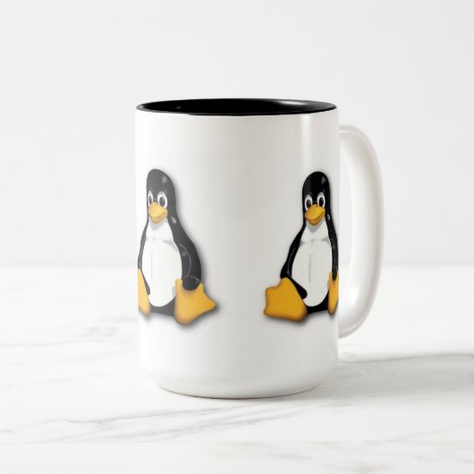Linuxのタキシードのペンギンのマグ ツートーンマグカップ (正面右)