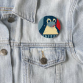 Linuxのタキシードのペンギンポスター頭部の赤い青 缶バッジ (インサイチュ)