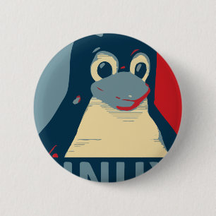 Linuxのタキシードのペンギンポスター頭部の赤い青 缶バッジ