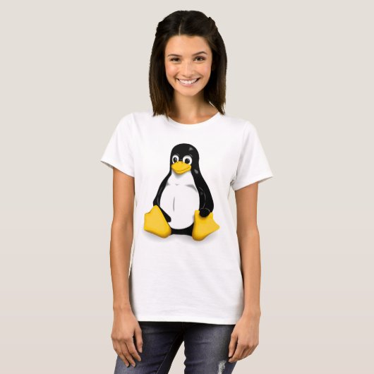LinuxのタキシードレディースTシャツ Tシャツ (正面フル)