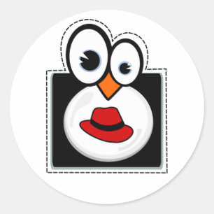 LinuxのペンギンのRedhatのステッカー ラウンドシール