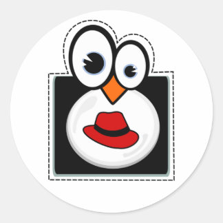 LinuxのペンギンのRedhatのステッカー ラウンドシール