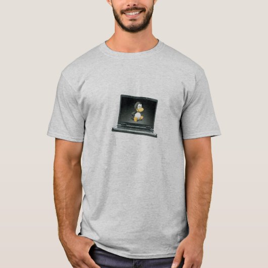 LINUXのラップトップのペンギンのタキシード Tシャツ (正面)
