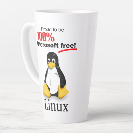 Linuxの大規模なラテマグ – Microsoft Free カフェラテマグ (左アングル)