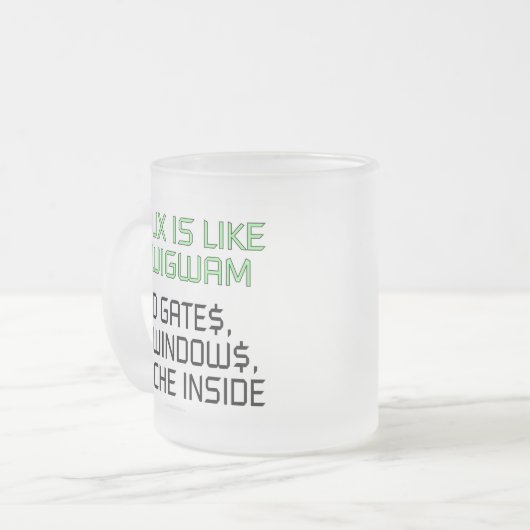 Linuxはウィグワムのようです。 ゲート無し、窓無し… フロストグラスマグカップ (正面左)