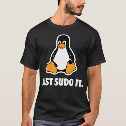 LinuxはSudo Itのみ Tシャツ (正面)