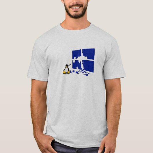 Linuxペンギンが中世を手に入れる Tシャツ (正面)