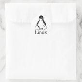Linuxペンギン付きLinuxロゴ ラウンドシール (バッグ)
