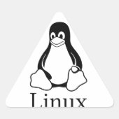 Linuxペンギン付きLinuxロゴ 三角形シール (正面)