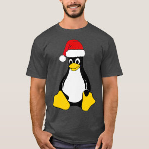 Linuxマスコットトゥックスザペンギンサンタハットおたくギーク Tシャツ