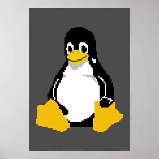 Linuxマスコット | Linuxペンギン |ピクセルアートのTux ポスター (正面)