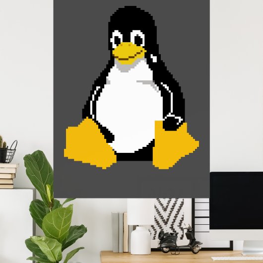 Linuxマスコット | Linuxペンギン |ピクセルアートのTux ポスター (ホームオフィス)