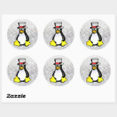 LinuxロゴTux Penguin Top Hat Binary Ubuntu ラウンドシール (シート)