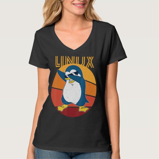 Linux管理ペンギンカッコいいおたく情報学 Tシャツ (正面)