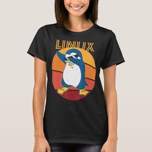 Linux管理ペンギンカッコいいおたく情報学 Tシャツ (正面)