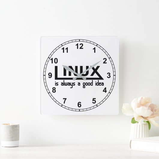 Linux スクエア壁時計 (ホーム)