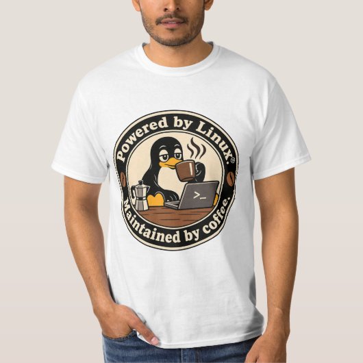 Linux ペンギン タックスとコーヒー tシャツ (正面)