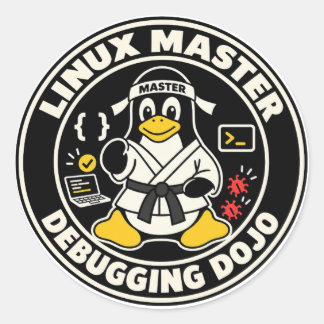 Linux ペンギン タックス ファンアート - 道場の達人 ラウンドシール