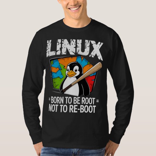 Linux - 誕生して根となる tシャツ (正面)