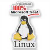 Linux 3x3ビニールステッカー – Microsoft Free シール (正面)