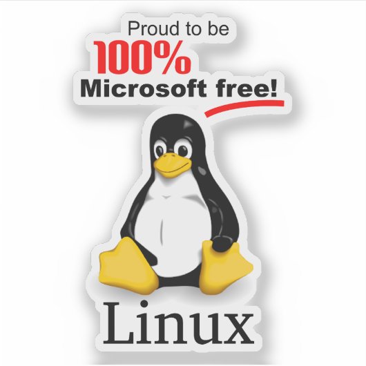 Linux 3x3ビニールステッカー – Microsoft Free シール (正面)