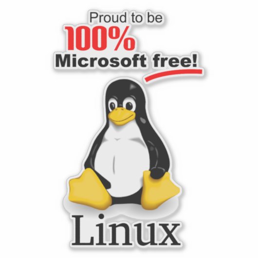 Linux 8x8ビニールステッカー – Microsoft Free シール (正面)