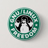 LINUX - GNU -自由ボタン 缶バッジ (正面)
