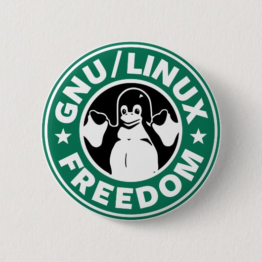 LINUX - GNU -自由ボタン 缶バッジ (正面)