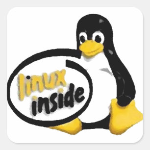 LINUX INSIDE Linux Penguinロゴ スクエアシール