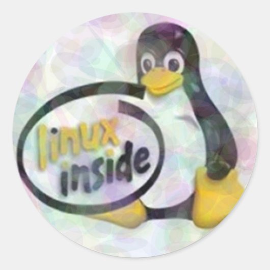 LINUX INSIDE Linux Penguinロゴ ラウンドシール (正面)