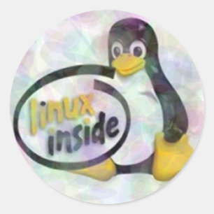 LINUX INSIDE Linux Penguinロゴ ラウンドシール