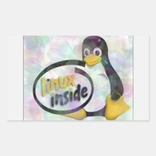 LINUX INSIDE Linux Penguinロゴ 長方形シール (正面)
