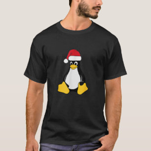 Linux Mascot Tux the Penguin Santa HatおたくギークC Tシャツ