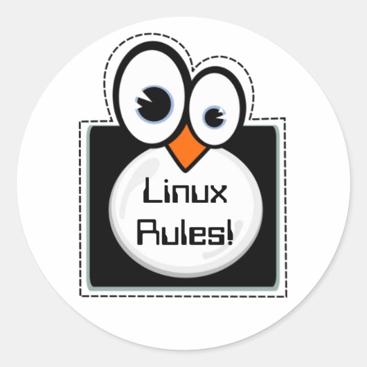 Linux Penguinフレームカスタム文字シール ラウンドシール (正面)