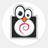 Linux Penguin Debianステッカー ラウンドシール (正面)