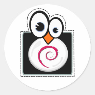 Linux Penguin Debianステッカー ラウンドシール