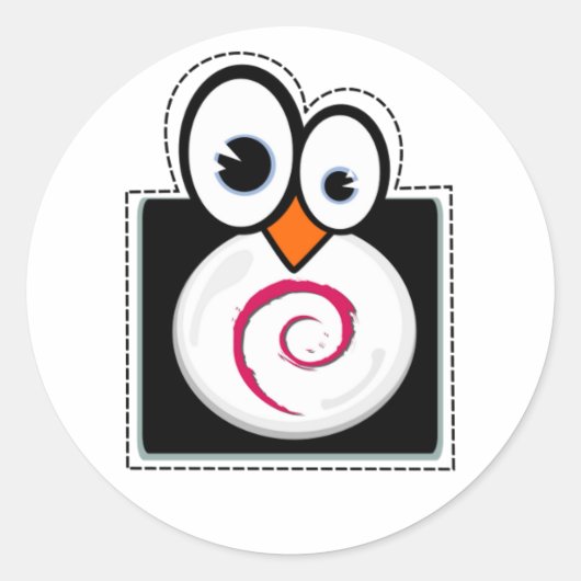 Linux Penguin Debianステッカー ラウンドシール (正面)