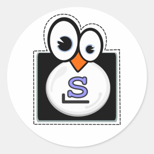 Linux Penguin Slackwareステッカー ラウンドシール (正面)