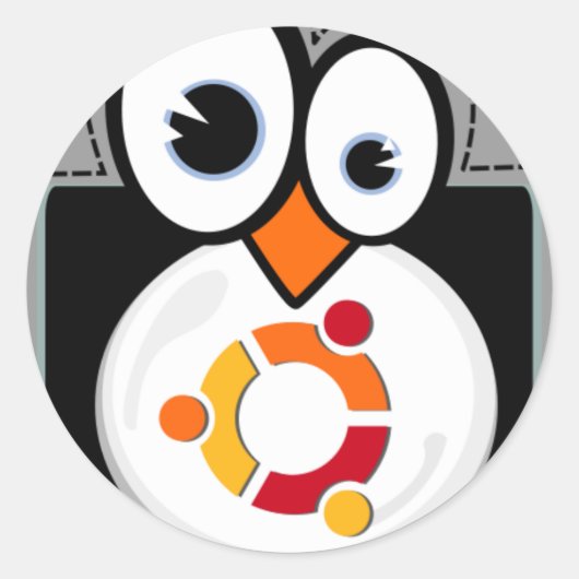 Linux Penguin Ubuntuステッカー ラウンドシール (正面)