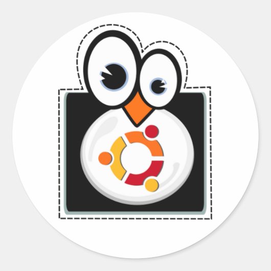 Linux Penguin Ubuntuステッカー ラウンドシール (正面)