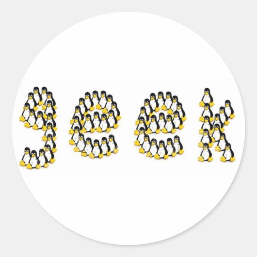 Linux Tuxギーク ラウンドシール (正面)