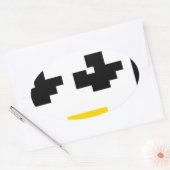 LINUX TUXペンギン画素顔 楕円形シール (封筒)