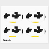 LINUX TUXペンギン画素顔 楕円形シール (シート)