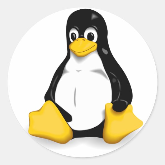 Linux Tuxラウンドステッカー ラウンドシール (正面)